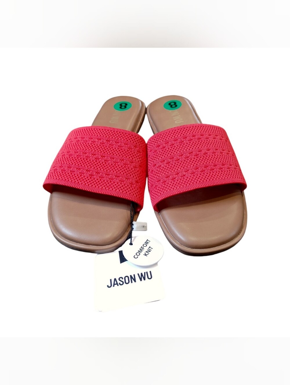 Jason Wu Coral Pink Stretch Casual Slide Sandals Women's Size 8 NWT - Picture 4 of 7